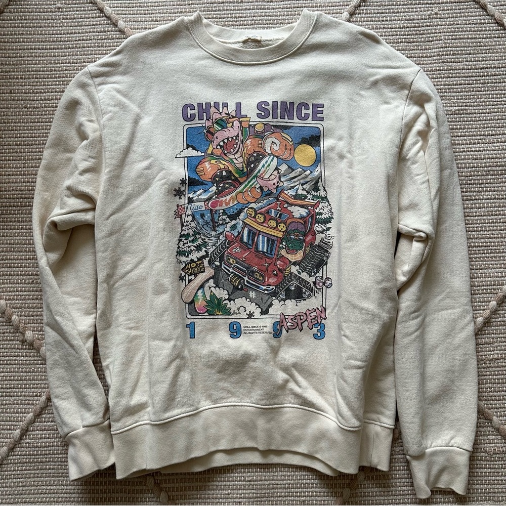John Galt/Brandy Melville “Chill Since 1993” Graphic Crewneck Sweatshirt